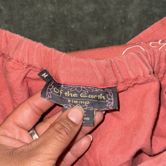 Of The Earth Hemp A-Line Skirt Women's Medium Orange Embroidered Elastic Waist - Picture 3 of 6